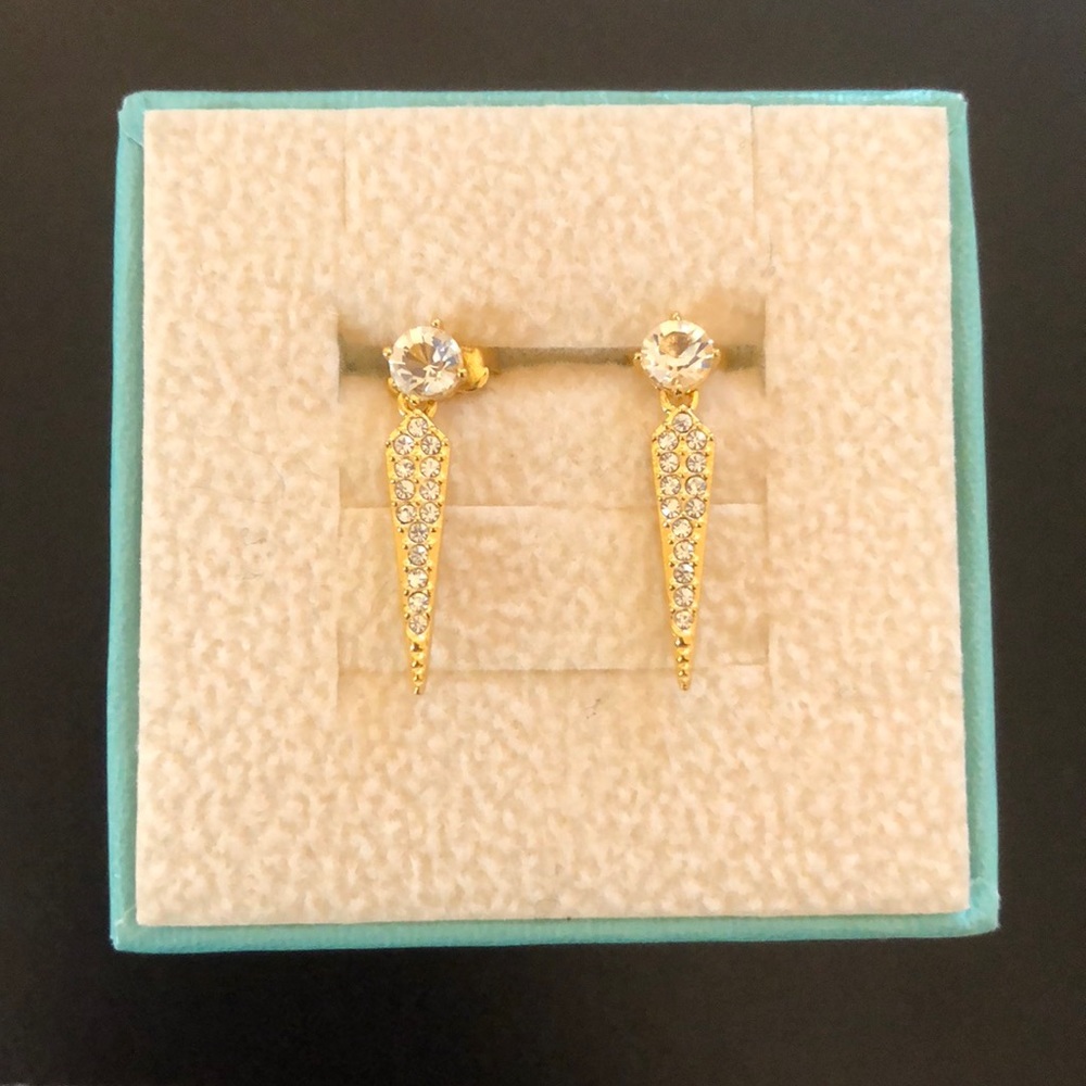 Nadri Gold Drop Spike CZ Earrings